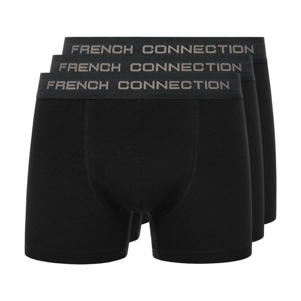 French Connection Mens FCUK1 Boxer Shorts (Pack of 3) / Black